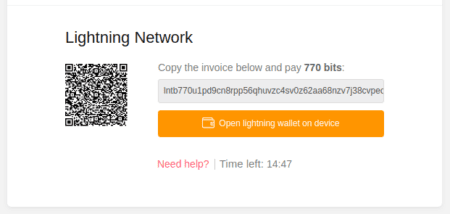 Screenshot: A Bitrefill invoice.