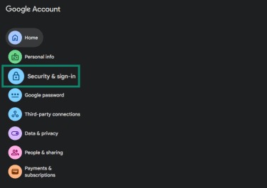 Security & sign-in option in Google Account.