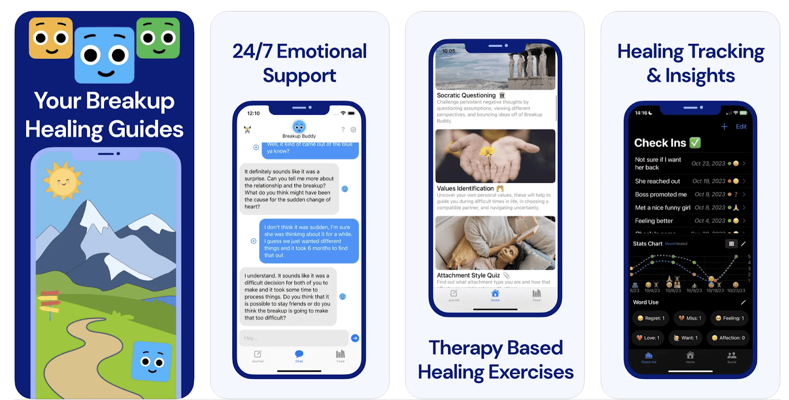 Breakup Buddy app interface