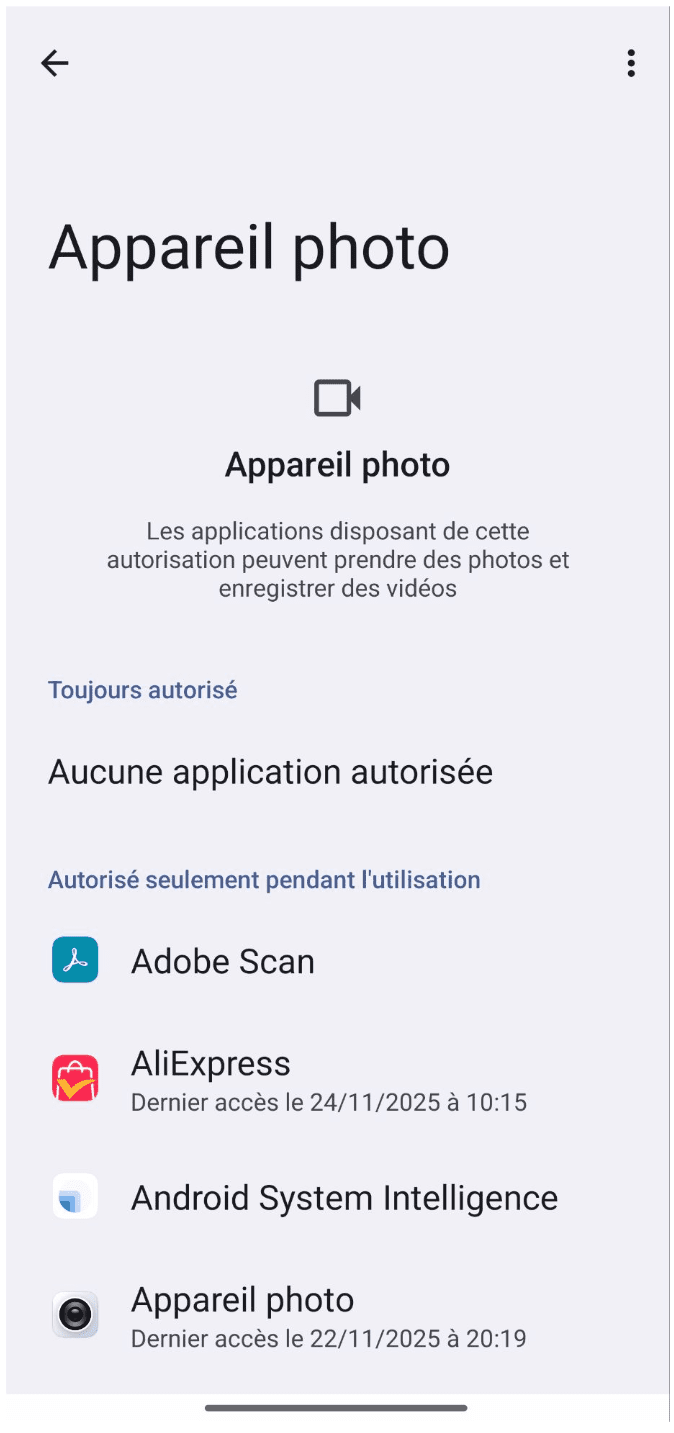 Select Camera Android Fr