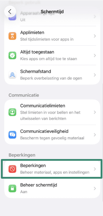Content & Privacy Restrictions screen on iPhone.