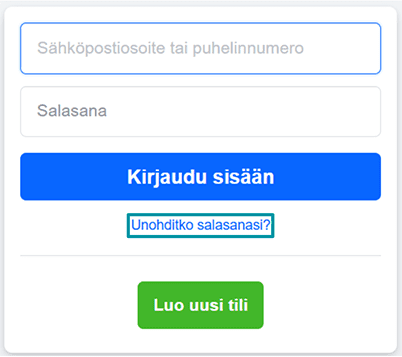 Facebook sign-in area with Forgot password? highlighted.