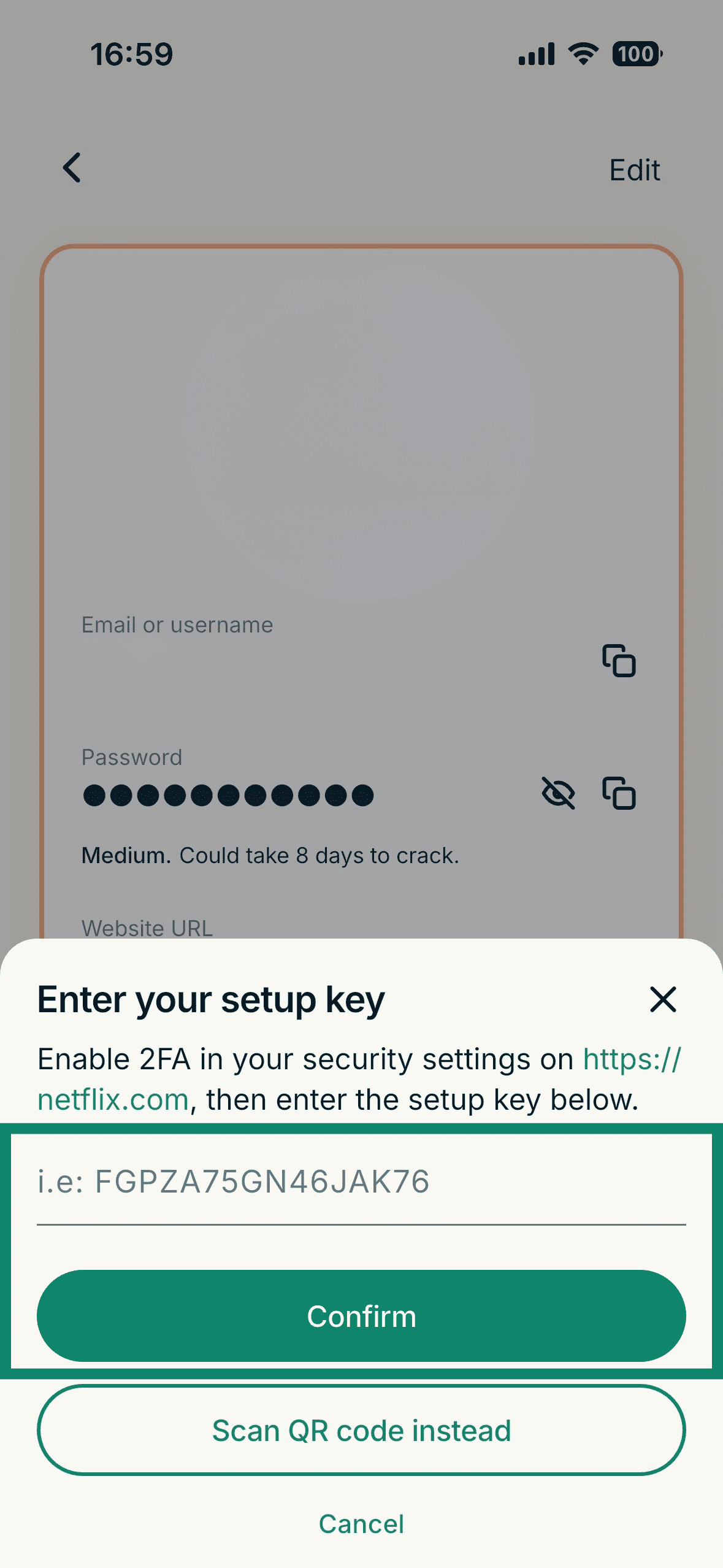 ExpressKey's "Enter your setup key" pop-up, with a highlighted placeholder for pasting the key and confirming the action.