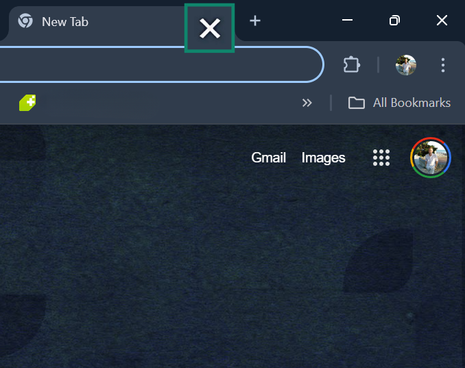 Screen showing option to close your internet tab.