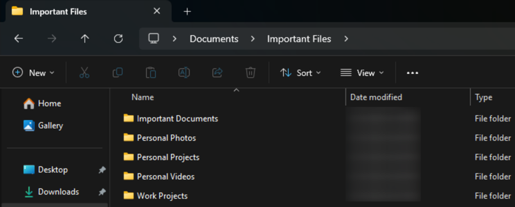 Establishing a structured folder layout in Windows.