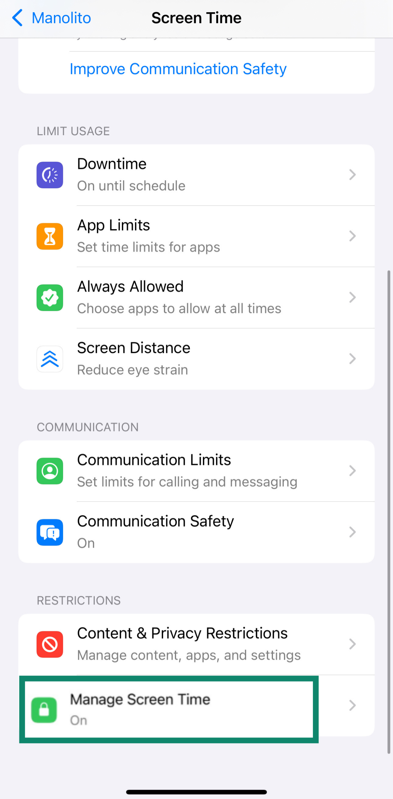 iPhone Settings screen with “Family” option highlighted under Apple ID