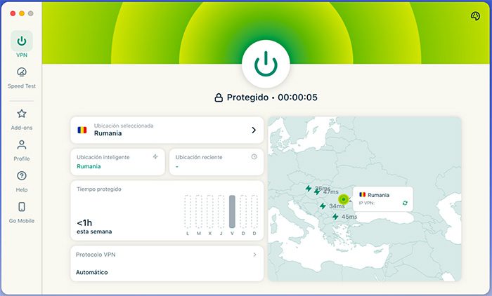 The ExpressVPN macOS app connected.