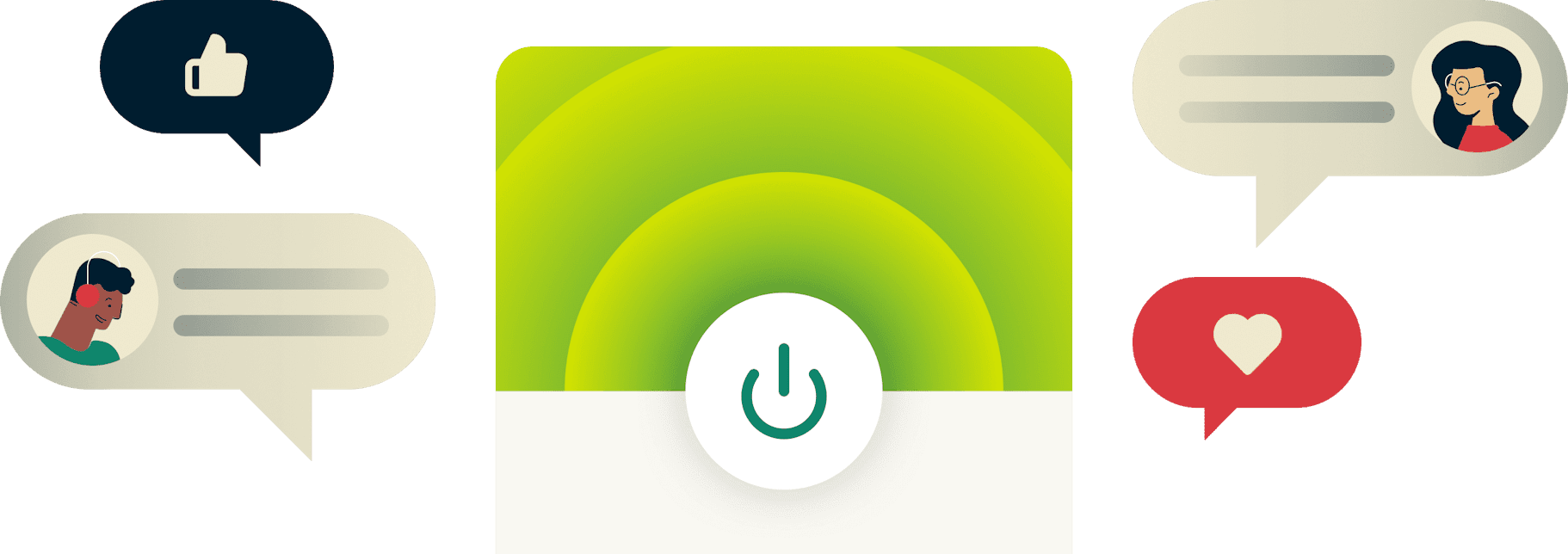 ユーザーのレビューに囲まれたExpressVPN。