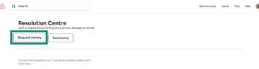 Airbnb Resolution Center showing how to request money.