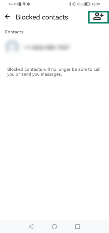 Option to add more contacts to the Blocked contact list