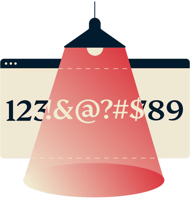 Encripte su conexión: números sustituidos por caracteres aleatorios en una pantalla en la luz, refiriéndose a la encriptación.