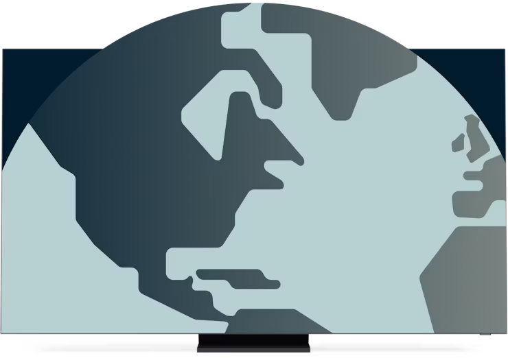 Näyttö, josta tulee ulos osa maapalloa.