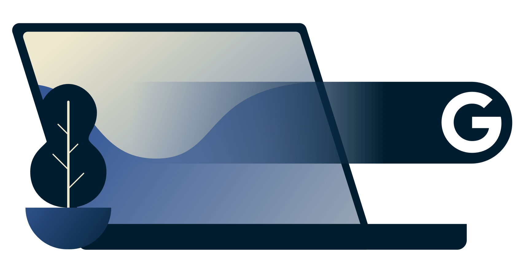 Ícone do Google saindo de um laptop.