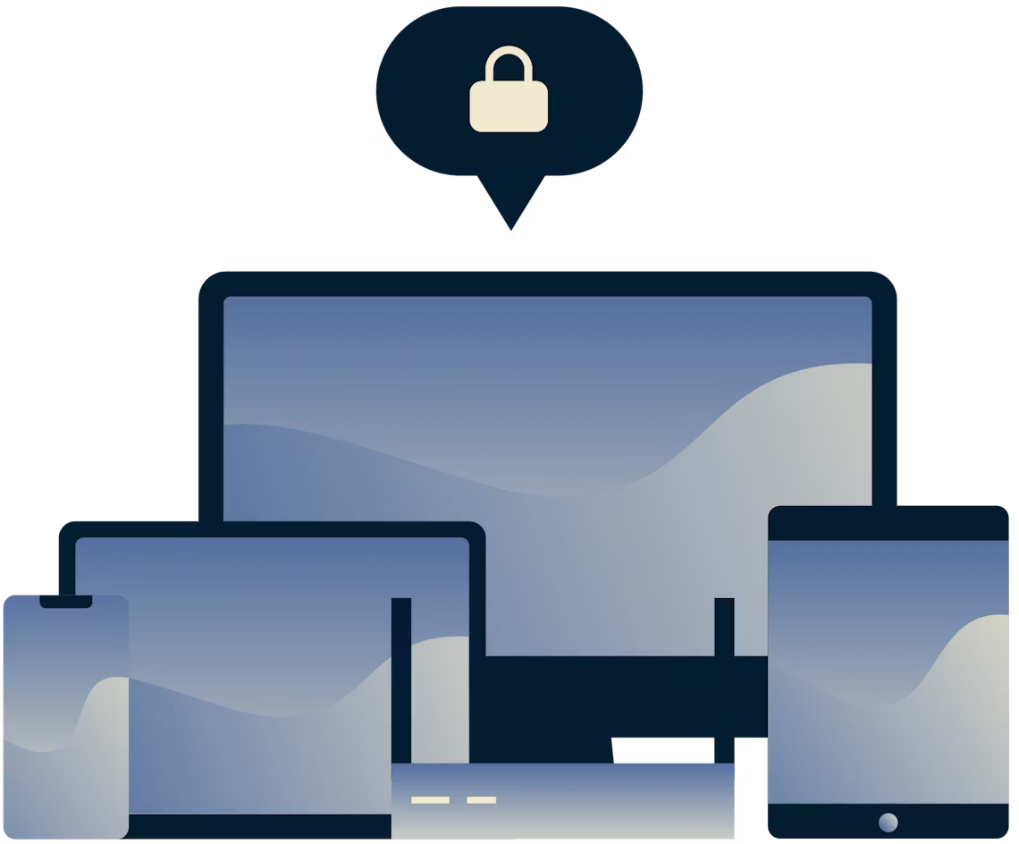 Dispositivo con una burbuja de discurso con un candado.