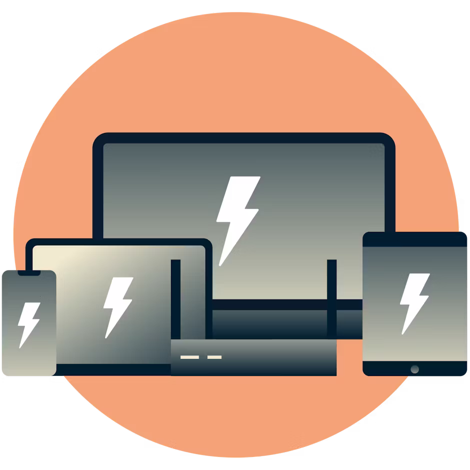 Geräte mit Blitzen, die die Geschwindigkeit anzeigen.