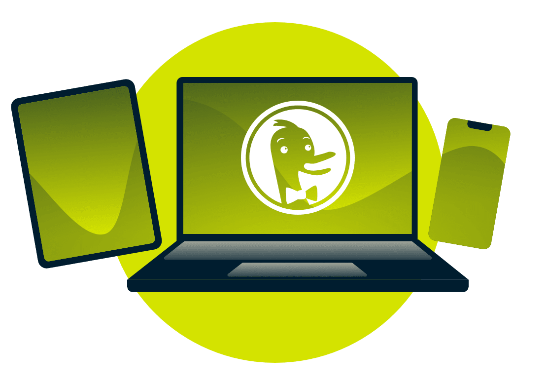 Urządzenia z logo DuckDuckGo.