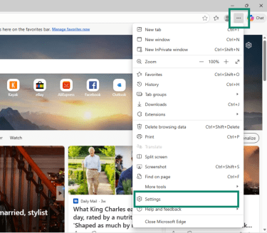 Find and open the Settings menu in Microsoft Edge browser.