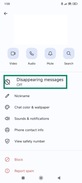 Select the Disappearing messages option.