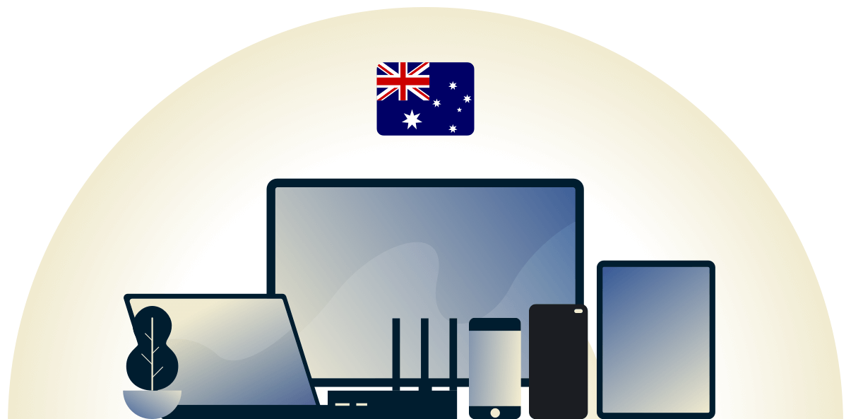 VPN en Australia protegiendo una variedad de dispositivos.
