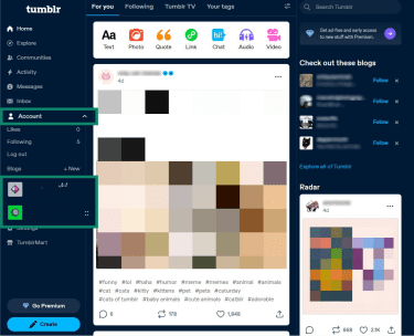 How to select a specific Tumblr blog on desktop