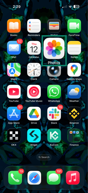 An iPhone's homescreen filled with apps.