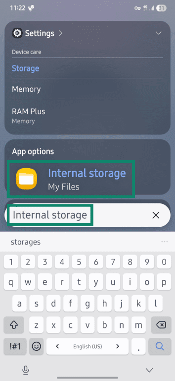 Internal storage app on Android.