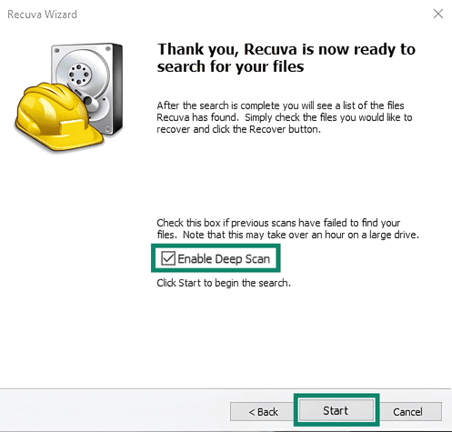 Recuva Deep Scan feature.