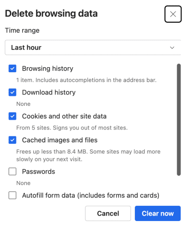 Edge Delete browsing data with Cookies selected and Clear now highlighted.