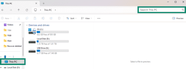 Searching for files from File Explorer.