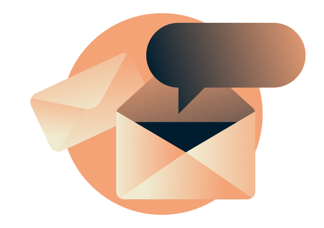 봉투에서 나오는 메시지 풍선입니다.