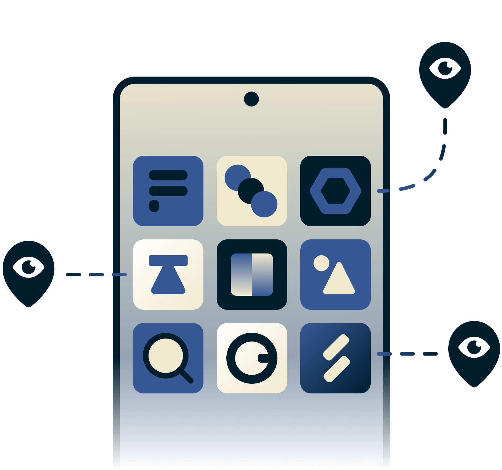 Phone with location trackers.